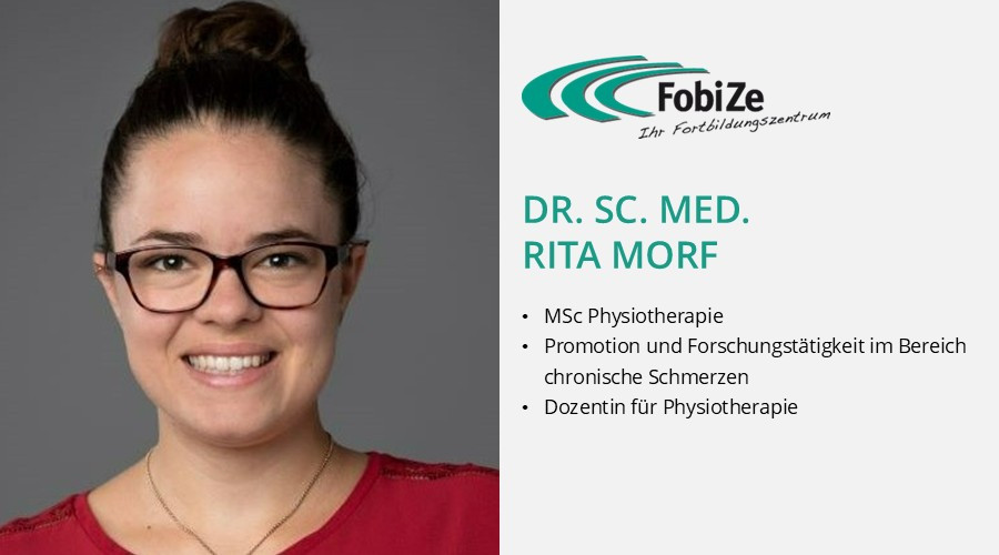 Dr. sc. med. Rita Morf, MSc Physiotherapeutin, klinisch tätige Physiotherapeutin, Promotion und Forschungstätigkeit im Bereich chronische Schmerzen, Dozentin für Physiotherapie